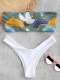 ZAFUL Birds Print Bandeau Bikini Set - Hazel Green