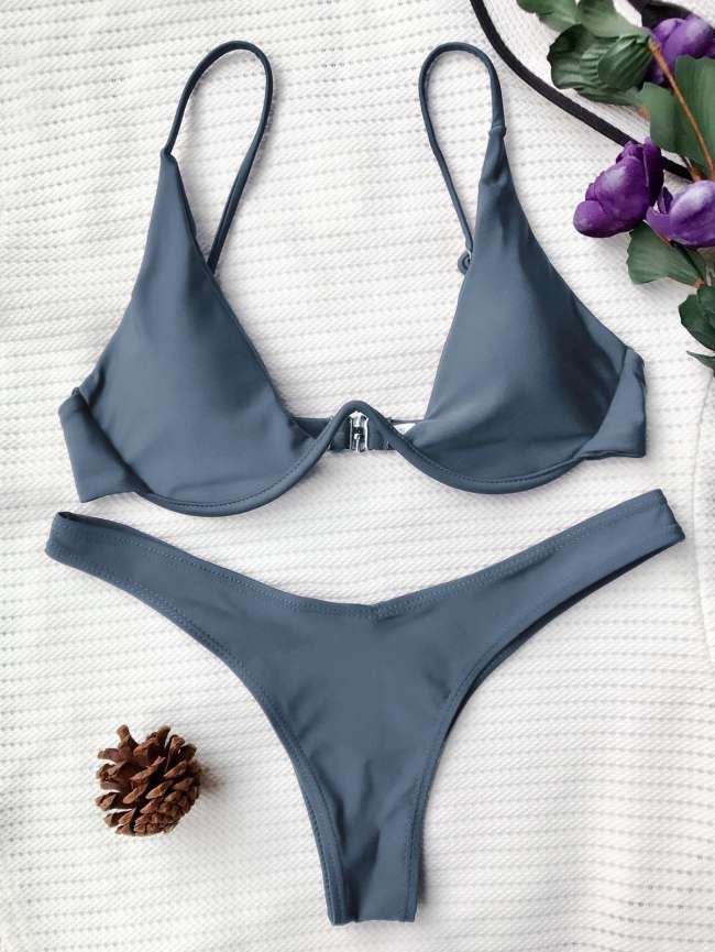 Push Up Plunge Bathing Suit - Blue