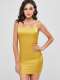 Plain Satin Slip Dress - Bright Yellow
