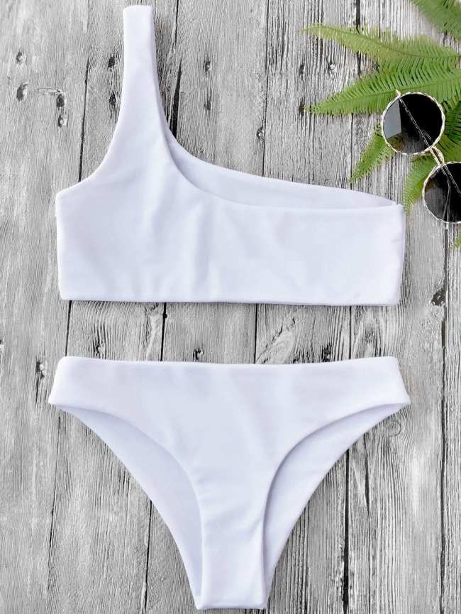 One Shoulder Bikini Set - Black
