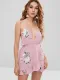 Floral Criss Cross Ruffles Mini Dress - Cherry Red