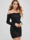 Lettuce Bodycon Off The Shoulder Dress - Black