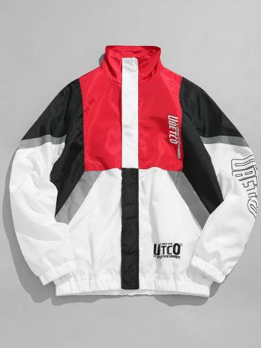 Contrast Letter Quick Dry Jacket - Lava Red